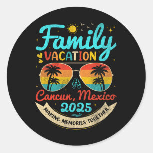 Vintager Familienurlaub in Cancun Runder Aufkleber