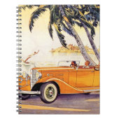 Vintager Familienurlaub in einem Cabrio Notizblock (Vorderseite)