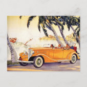 Vintager Familienurlaub in einem Cabrio Postkarte (Vorderseite)