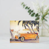 Vintager Familienurlaub in einem Cabrio Postkarte (Stehend Vorderseite)