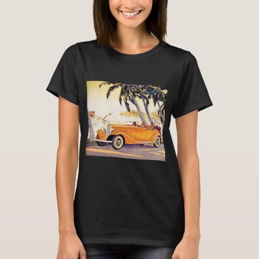 Vintager Familienurlaub in einem Cabrio T-Shirt (Vorderseite)