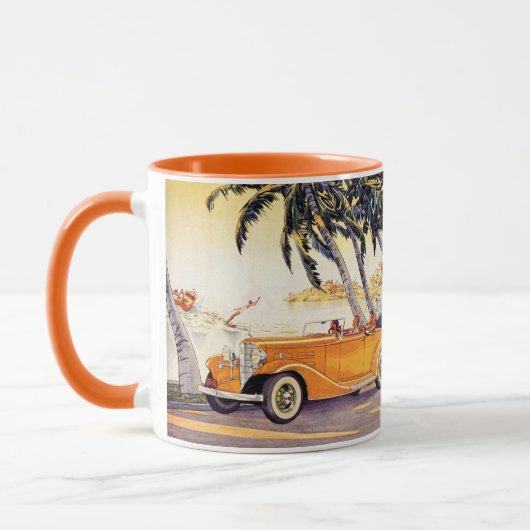 Vintager Familienurlaub in einem Cabrio Tasse (Links)