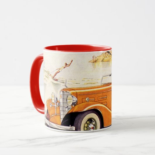 Vintager Familienurlaub in einem Cabrio Tasse (Vorderseite Links)