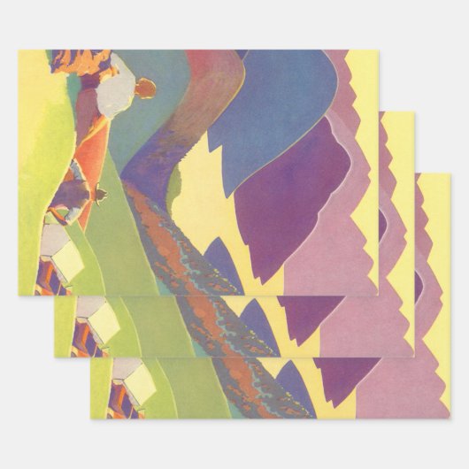 Vintager Familienurlaub, Picnic in den Bergen Geschenkpapier Set (Set)