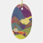 Vintager Familienurlaub, Picnic in den Bergen Keramikornament (Rechts)