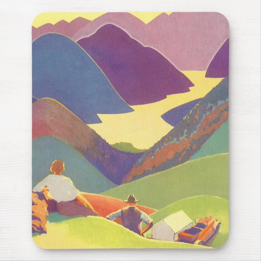 Vintager Familienurlaub, Picnic in den Bergen Mousepad (Vorne)