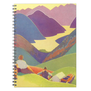 Vintager Familienurlaub, Picnic in den Bergen Notizblock