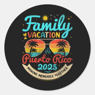 Vintager Familienurlaub Puerto Rico 2025 Puerto Ri Runder Aufkleber