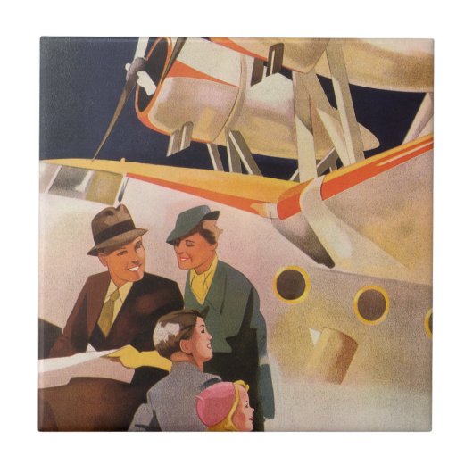 Vintager Familienurlaub über die Propeller der See Fliese (Vorderseite)