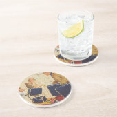 Vintager Familienurlaub, Vater, Kinder und Koffer Getränkeuntersetzer (Seite)