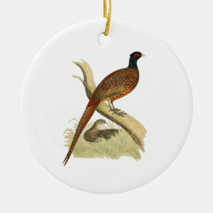 Vintager Fasan auf dem Zweigspiel-Vogel Zeichnend  Keramik Ornament