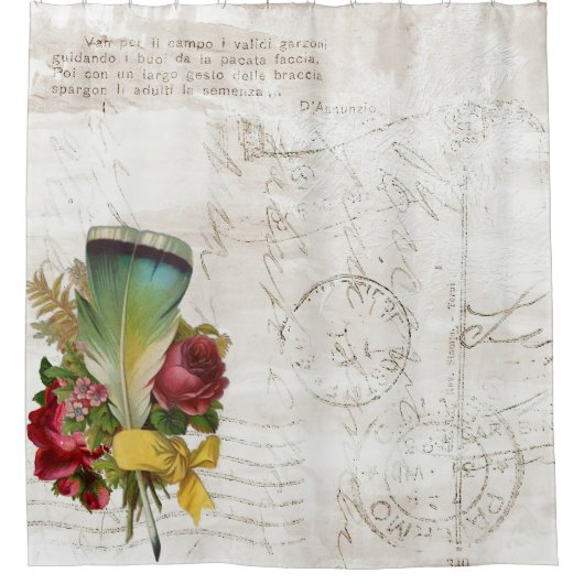 Vintager Federbouquet Duschvorhang (Vorderseite)