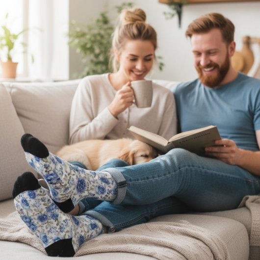 Vintager Federstil Blumenmuster Socken