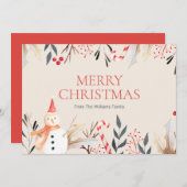 Vintager Feiertag Snowman Weihnachtskarte Feiertagskarte (Vorne/Hinten)