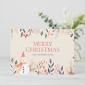 Vintager Feiertag Snowman Weihnachtskarte Feiertagskarte (Stehend Vorderseite)
