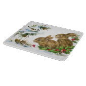 Vintager Feiertags-Vogel und Häschen Schneidebrett (Ecke)
