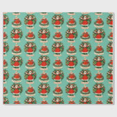 Vintager Feiertagskuchen in Aquamarin Geschenkpapier (Flach)