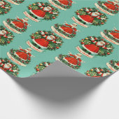 Vintager Feiertagskuchen in Aquamarin Geschenkpapier (Ecke)