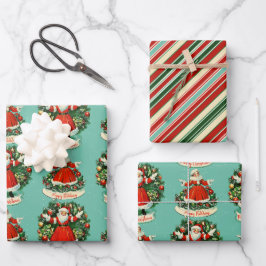 Vintager Feiertagskuchen in Aquamarin Geschenkpapier Set