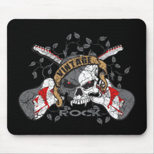 Vintager Felsen-Schädel und elektrische Gitarren Mousepad
