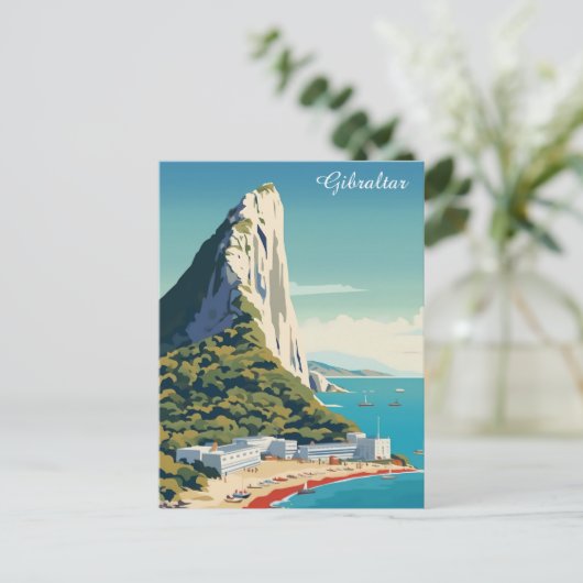 Vintager Felsen von Gibraltar Postkarte (Stehend Vorderseite)