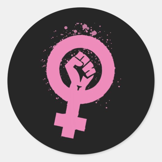 Vintager Feminismus Symboldesign Runder Aufkleber (Vorderseite)