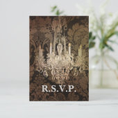 Vintager feuchtiger Kronleuchter Hochzeit RSVP Rea Karte (Stehend Vorderseite)