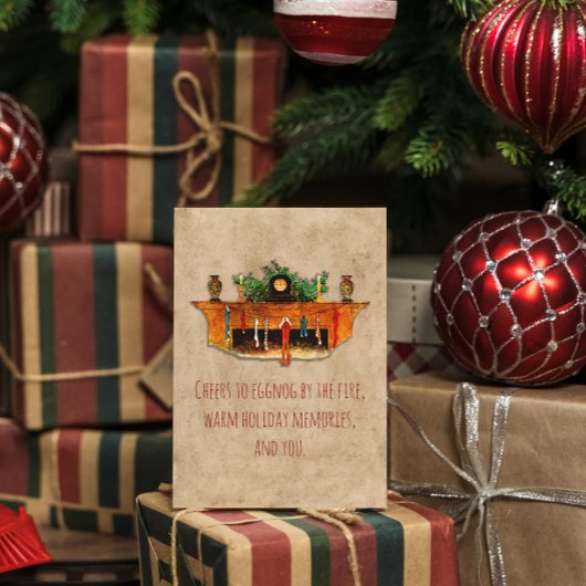 Vintager Feuerplatz Strumpf Holly Cosy Weihnachten