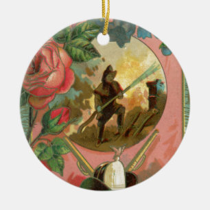 Vintager Feuerwehrabdeckung der 1880er Jahre Keramikornament