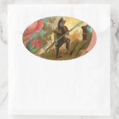 Vintager Feuerwehrabdeckung der 1880er Jahre Ovaler Aufkleber (Tasche)