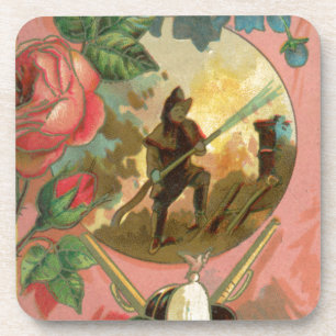 Vintager Feuerwehrabdeckung der 1880er Jahre Untersetzer