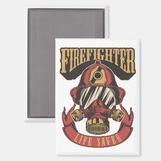 Vintager Feuerwehrhelm rettet Leben Magnet