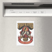 Vintager Feuerwehrhelm rettet Leben Magnet (In Situ (Geschirrspüler))