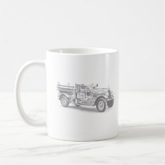 Vintager Feuerwehrleute mit Bleistift-Feuerwerk ze Kaffeetasse