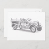 Vintager Feuerwehrleute zeichnend Bleistiftstiftfe Ankündigungspostkarte (Vorne/Hinten)
