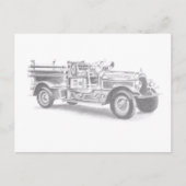 Vintager Feuerwehrleute zeichnend Bleistiftstiftfe Ankündigungspostkarte (Vorderseite)