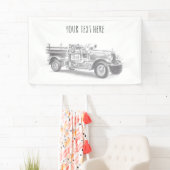 Vintager Feuerwehrleute zeichnend Bleistiftstiftfe Banner (Insitu)