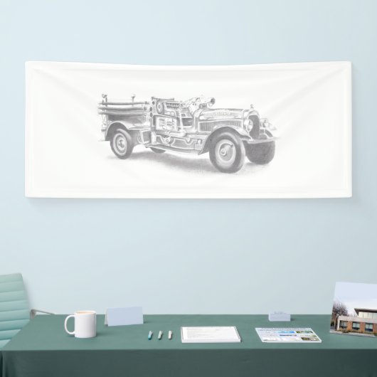 Vintager Feuerwehrleute zeichnend Bleistiftstiftfe Banner (Messe)