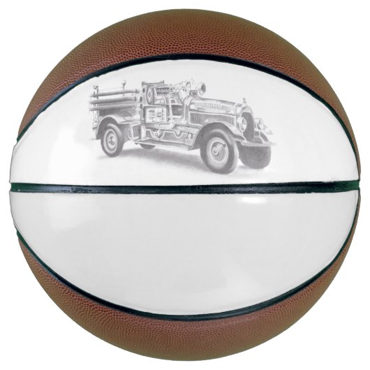 Vintager Feuerwehrleute zeichnend Bleistiftstiftfe Basketball (Vorderseite)