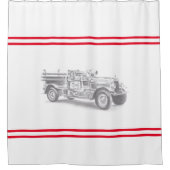 Vintager Feuerwehrleute zeichnend Bleistiftstiftfe Duschvorhang (Vorderseite)