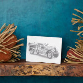 Vintager Feuerwehrleute zeichnend Bleistiftstiftfe Fotoplatte (Seite)