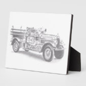 Vintager Feuerwehrleute zeichnend Bleistiftstiftfe Fotoplatte (Seite)