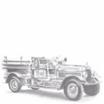 Vintager Feuerwehrleute zeichnend Bleistiftstiftfe Freistehende Fotoskulptur<br><div class="desc">Hand drawn vintage firetruck that I drew for my dad and now on Zazzle for you to enjoy too! Perfekt for the fireman / woman in your life!</div>