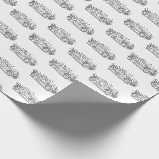 Vintager Feuerwehrleute zeichnend Bleistiftstiftfe Geschenkpapier (Ecke)