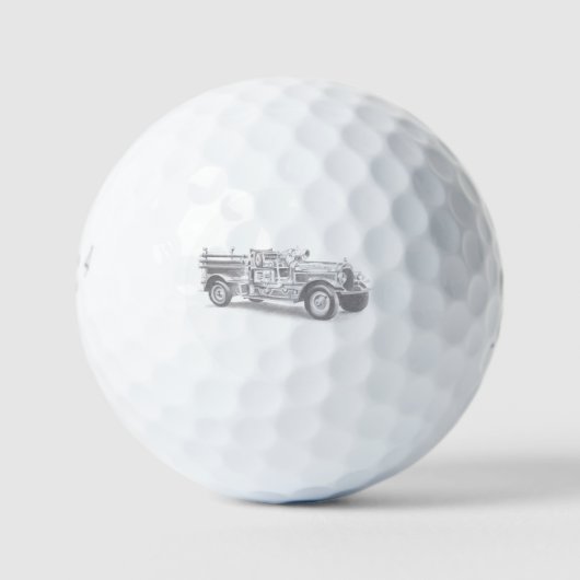 Vintager Feuerwehrleute zeichnend Bleistiftstiftfe Golfball (Vorderseite)