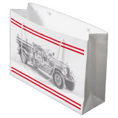 Vintager Feuerwehrleute zeichnend Bleistiftstiftfe Große Geschenktüte (Vorderseite Schrägansicht)