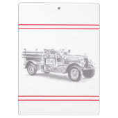 Vintager Feuerwehrleute zeichnend Bleistiftstiftfe Klemmbrett (Rückseite)