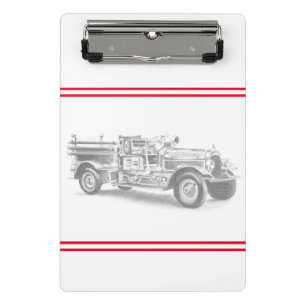 Vintager Feuerwehrleute zeichnend Bleistiftstiftfe Mini Klemmbrett