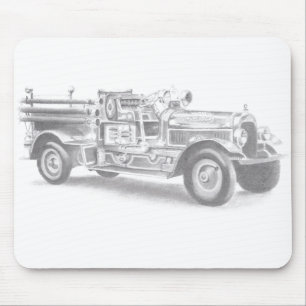 Vintager Feuerwehrleute zeichnend Bleistiftstiftfe Mousepad