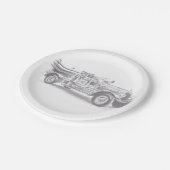 Vintager Feuerwehrleute zeichnend Bleistiftstiftfe Pappteller (Schrägansicht)